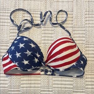 Xhilaration Red White & Blue Halter Bikini Top